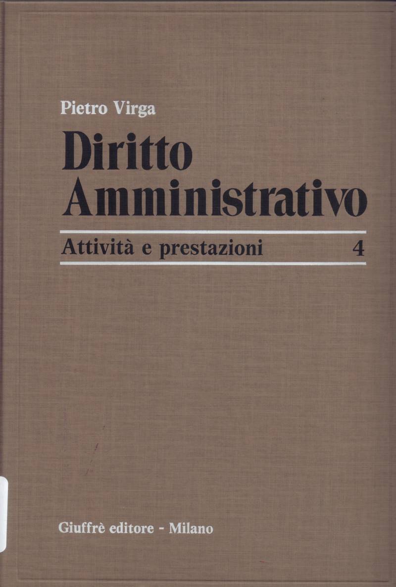 Copertina di Diritto amminiastrativo - Attività e prestazioni 4 