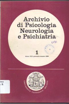 Copertina di Archivio di psicologia neurologia e psichiatria 1
