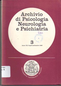 Copertina di Archivio di psicologia neurologia e psichiatria 3