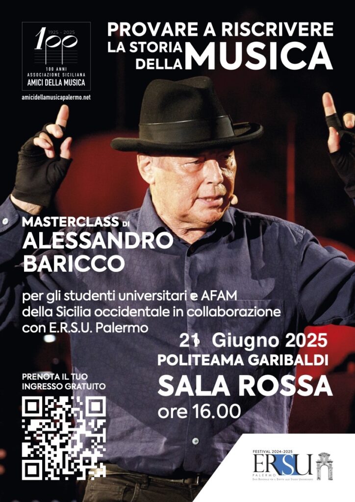 Una Masterclass per gli studenti universitari con Alessandro Baricco. Il link per l’ingresso gratuito