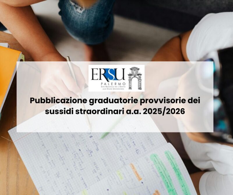 Pubblicazione graduatorie provvisorie dei sussidi straordinari a.a. 2025/2026